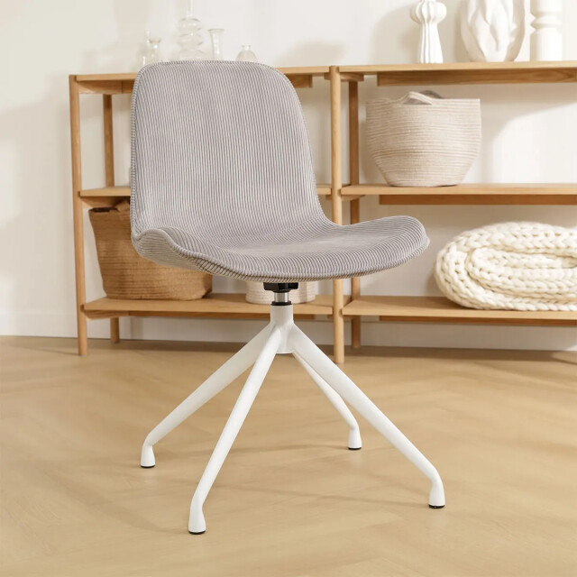 Nolon Nola-fé draaibare eetkamerstoel rib warm wit onderstel 2392642 large