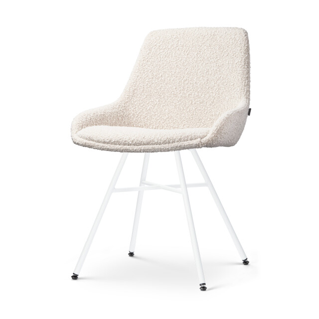 Nolon Noa-isa eetkamerstoel bouclé wit onderstel 2794766 large