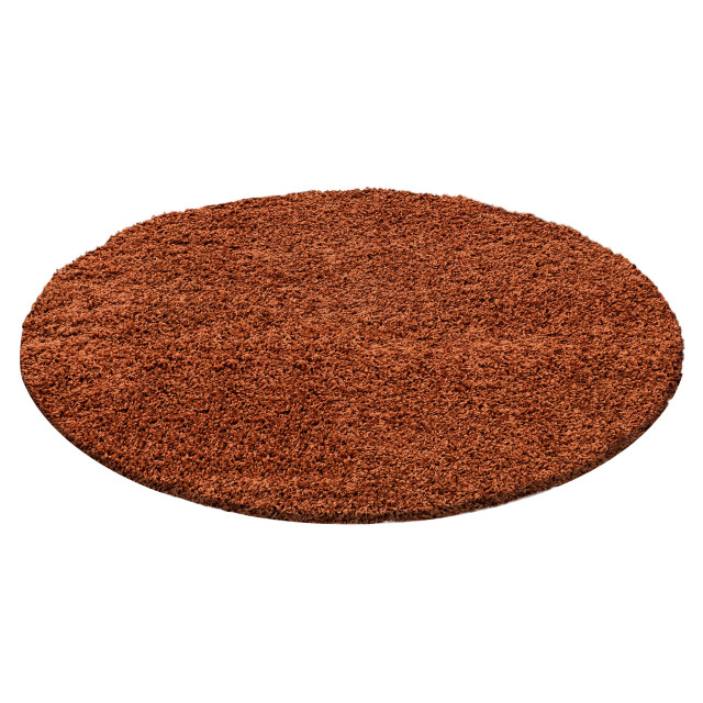 Muratap Basic rond shaggy vloerkleed terra / oranje hoogpolig- 160 cm rond 1128606 large
