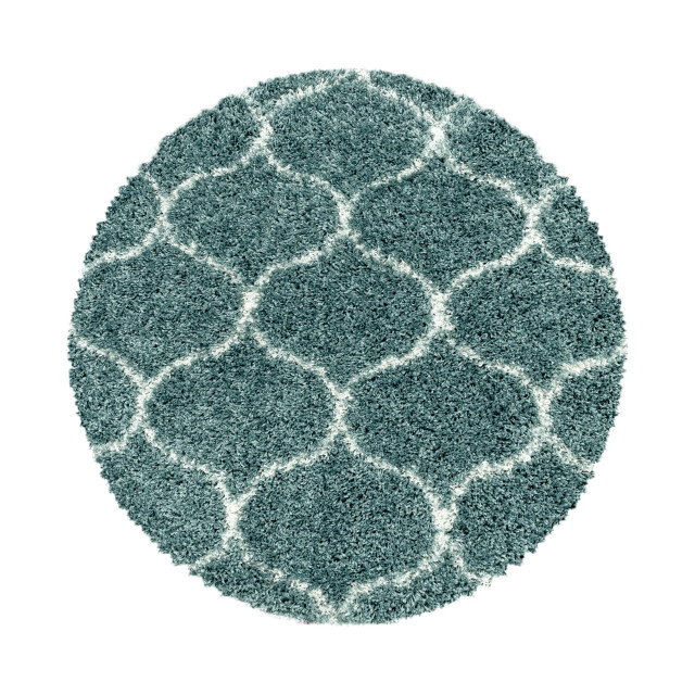 Muratap Opera soft shaggy rond hoogpolig vloerkleed / turquoise- 200 cm rond 1219588 large