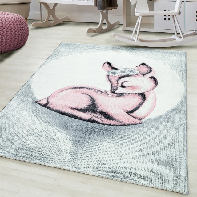 Muratap Bambi kinderkamer vloerkleed laagpolig grijs- 80x150 cm 1282790 large