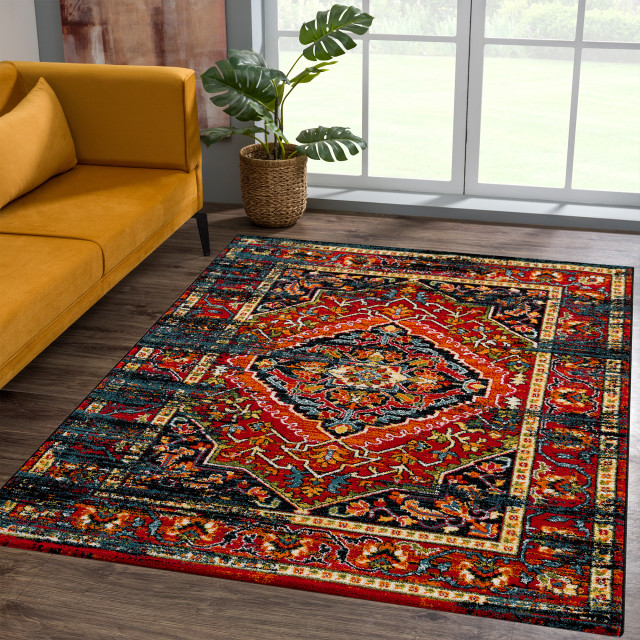 Muratap Vintage marrakech vloerkleed zwart / multi laagpolig- 160 cm rond 2926833 large