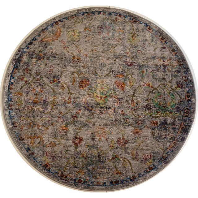 Muratap Picasso sarough vintage rond vloerkleed creme / beige laagpolig- 160 cm rond 2438927 large