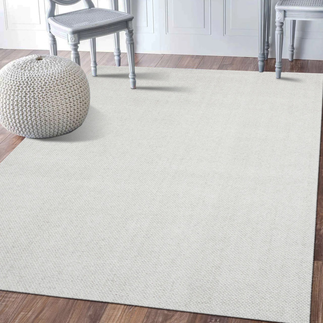 Muratap Natural vloerkleed wol polyester effen laagpolig vloerkleed woonkamer slaapkamer 160x230 cm 2849908 large