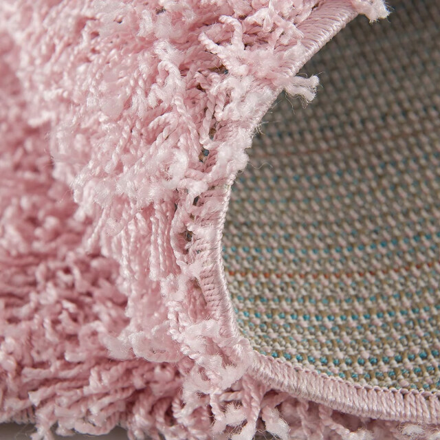 Muratap Loca shaggy rond vloerkleed licht roze hoogpolig- 120 cm rond 1130428 large