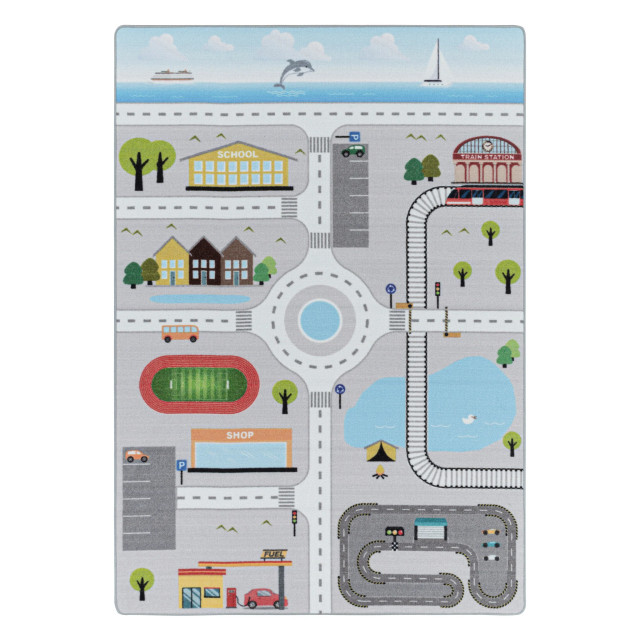 Muratap Play vloerkleed kinderkamer verkeer laagpolig 120x170 cm 1283532 large