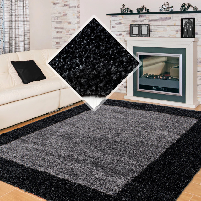 Muratap Basic shaggy kader vloerkleed / grijs hoogpolig- 300x400 cm 1128545 large