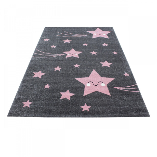 Muratap Kids sterren vloerkleed kinderkamer roze / grijs laagpolig- 160x230 cm 1129430 large
