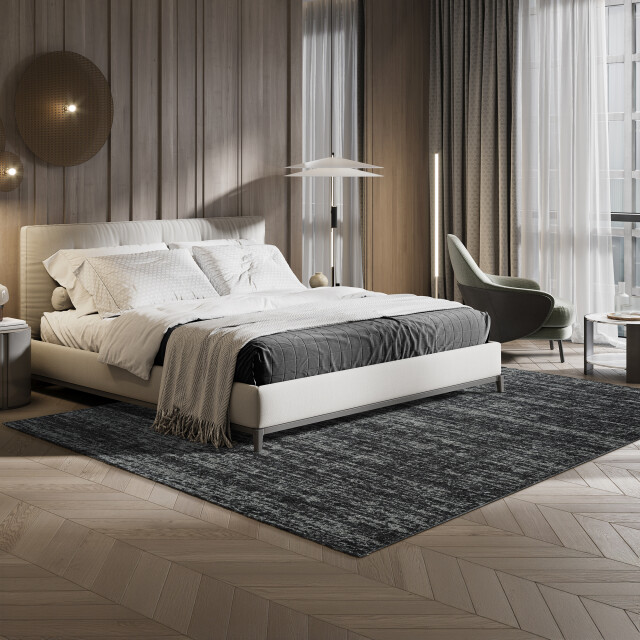 Muratap Relax oslo laagpolig effen vloerkleed modern tapijt zwart- 200x200 cm 3178847 large