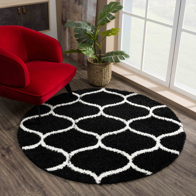 Muratap Madrid shaggy rond design vloerkleed creme hoogpolig- 150 cm rond 1751508 large