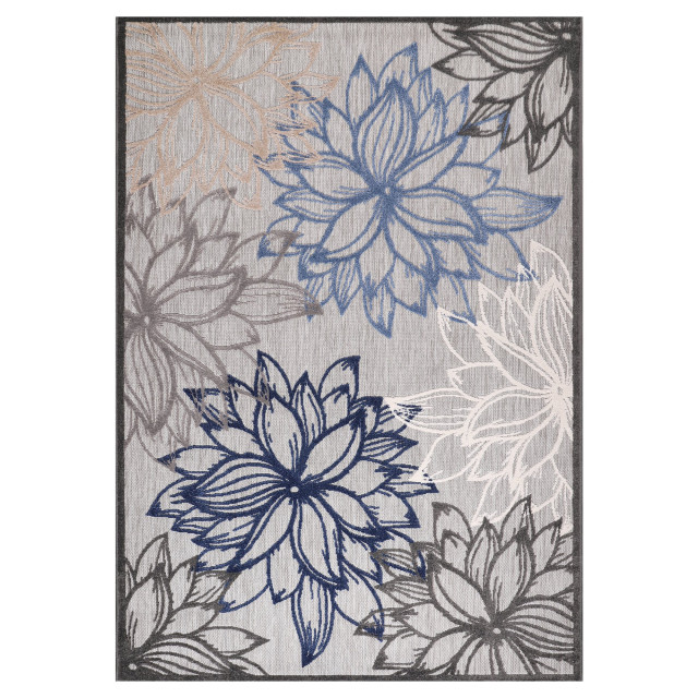 Muratap Binnen en buiten vloerkleed floral outdoor laagpolig tapijt 80x150 cm 2012092 large