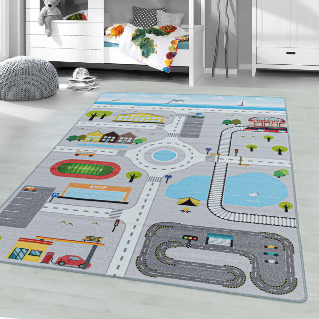 Muratap Play vloerkleed kinderkamer verkeer laagpolig 120x170 cm 1283532 large