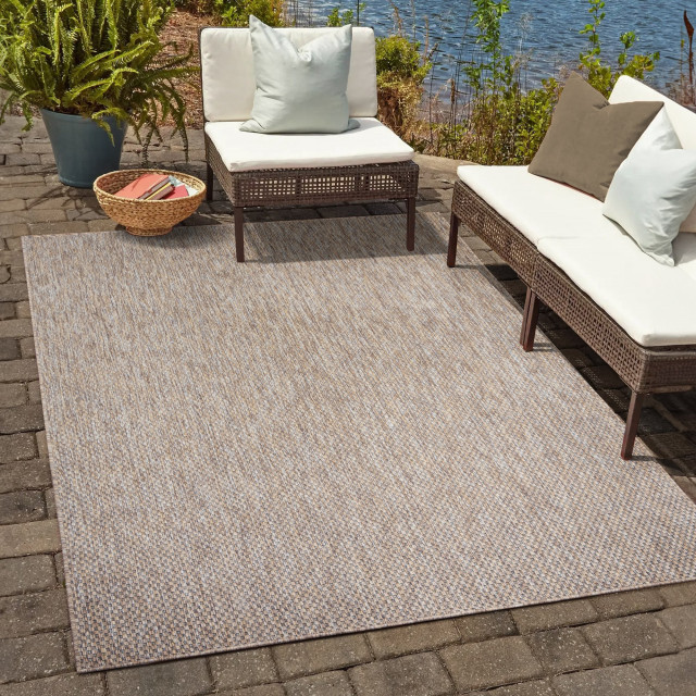 Muratap Uni binnen en buiten vloerkleed solid outdoor laagpolig tapijt beige 240x340 cm 2873409 large