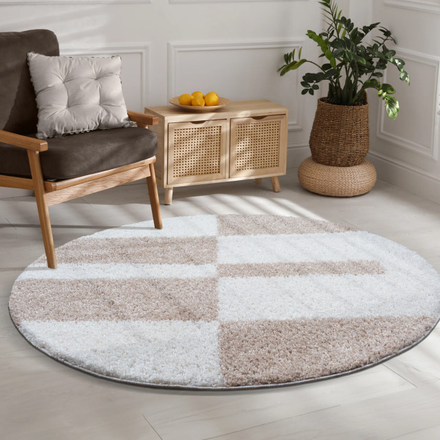 Muratap Milano gala hoogpolig rond vloerkleed modern creme- 200 cm rond 2888302 large