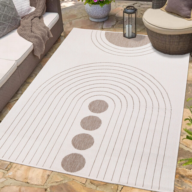 Muratap Duo binnen en buiten vloerkleed dubbelzijdig outdoor laagpolig tapijt creme 120x170 cm 2891726 large