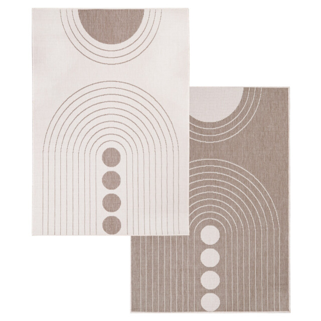 Muratap Duo binnen en buiten vloerkleed dubbelzijdig outdoor laagpolig tapijt creme 120x170 cm 2891726 large