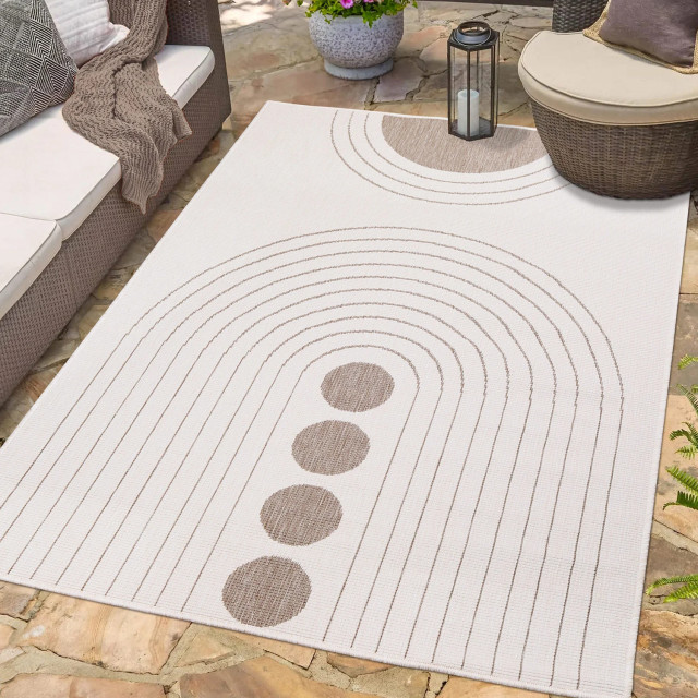 Muratap Duo binnen en buiten vloerkleed dubbelzijdig outdoor laagpolig tapijt creme 160x230 cm 2891725 large