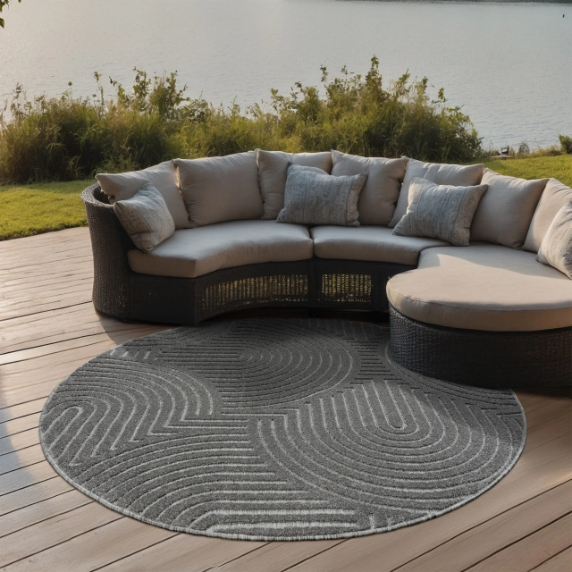 Muratap Berlin outdoor japandi rond - vloerkleed binnen en buiten laagpolig tapijt tuin- 120 cm rond 2925864 large