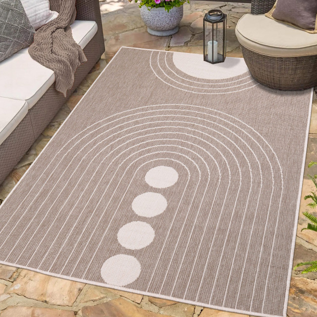 Muratap Duo binnen en buiten vloerkleed dubbelzijdig outdoor laagpolig tapijt creme 80x150 cm 2891723 large