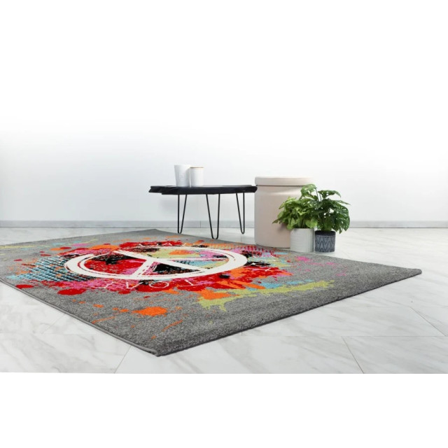 Muratap Freestyle peace vloerkleed laagpolig grijs 120x170 cm 2413337 large