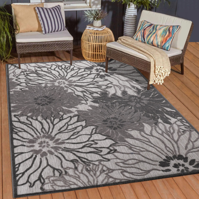 Muratap Binnen en buiten vloerkleed floral outdoor laagpolig tapijt 200x290 cm 2012037 large