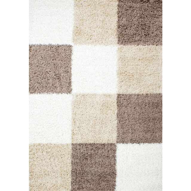 Muratap Basic shaggy geblokt vloerkleed bruin / beige hoogpolig- 120x170 1128575 large