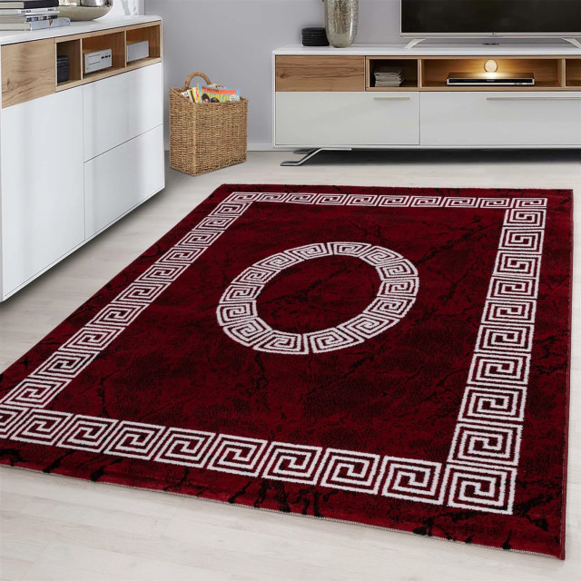 Muratap Plus vloerkleed laagpolig tapijt woonkamer rood / wit- 160x230 cm 1129259 large