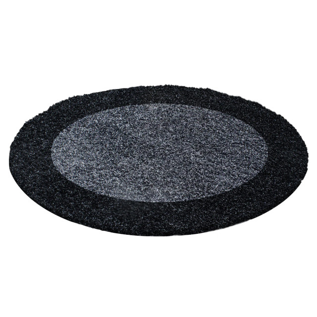 Muratap Basic rond shaggy kader vloerkleed / grijs hoogpolig- 200 cm rond 1128542 large