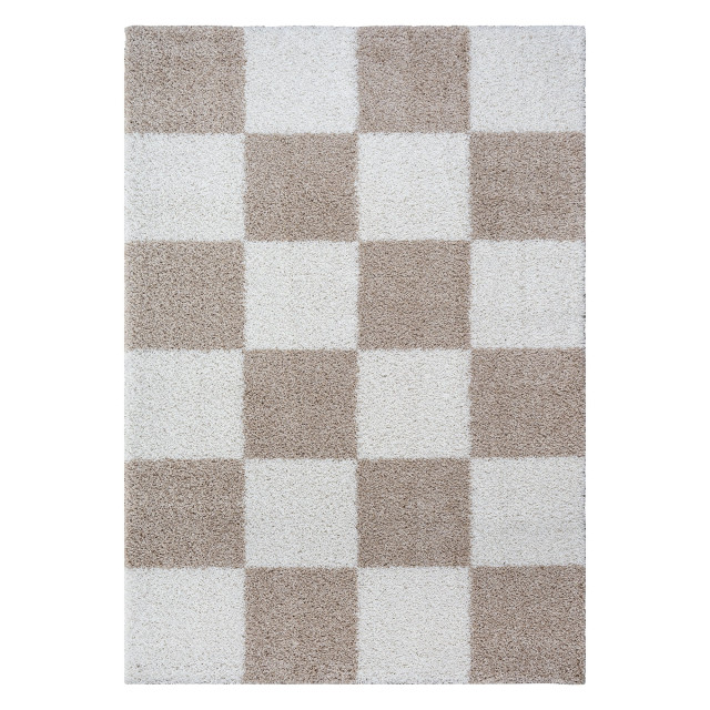 Muratap Milano geblokt hoogpolig vloerkleed modern creme- 80x200 cm 2888344 large