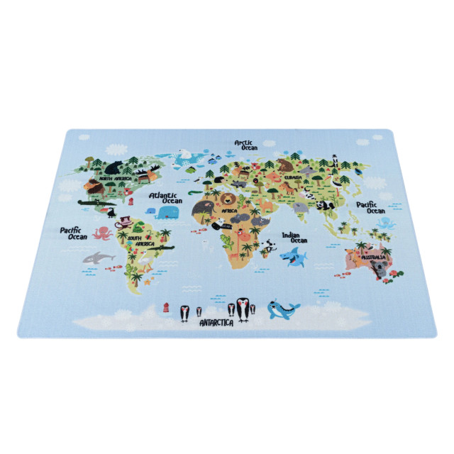 Muratap Play vloerkleed kinderkamer wereldmap laagpolig 80x120 cm 1283459 large