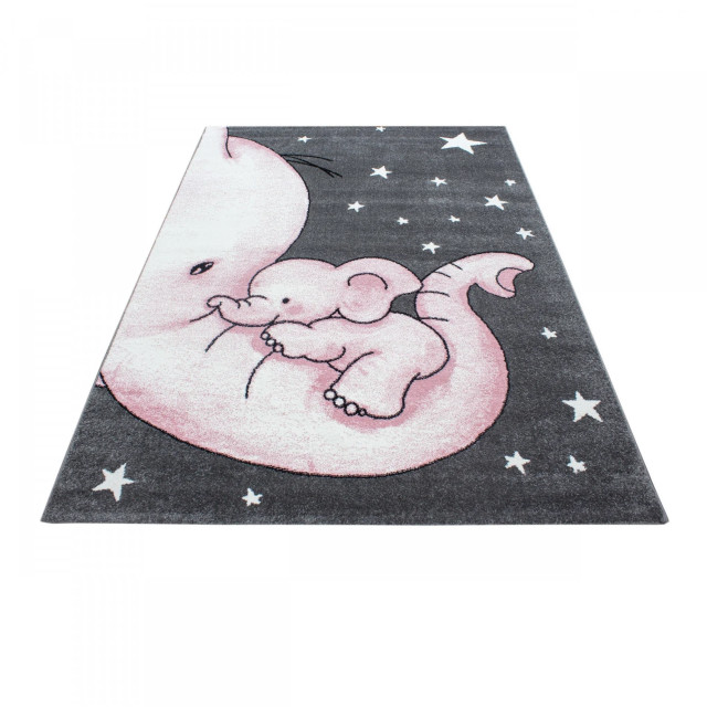 Muratap Kids olifant vloerkleed kinderkamer roze / grijs laagpolig- 140x200 cm 2818703 large