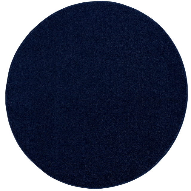 Muratap Uni rond effen laagpolig vloerkleed modern donker navy- 200 cm rond 2612327 large