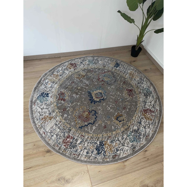 Muratap Vintage garden picasso laagpolig plat vloerkleed multi- 160 cm rond 2042041 large