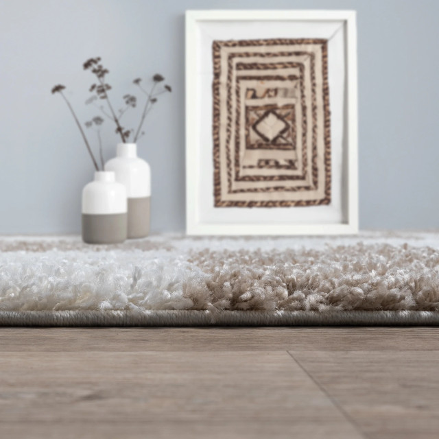 Muratap Milano geblokt hoogpolig vloerkleed modern creme- 80x200 cm 2888344 large