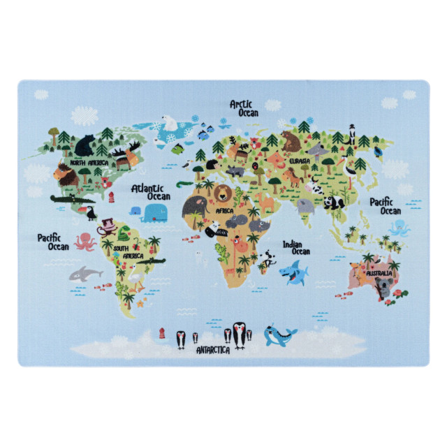 Muratap Play vloerkleed kinderkamer wereldmap laagpolig 80x120 cm 1283459 large