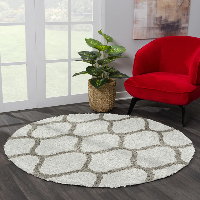 Muratap Madrid shaggy rond design vloerkleed hoogpolig- 150 cm rond 1279684 large