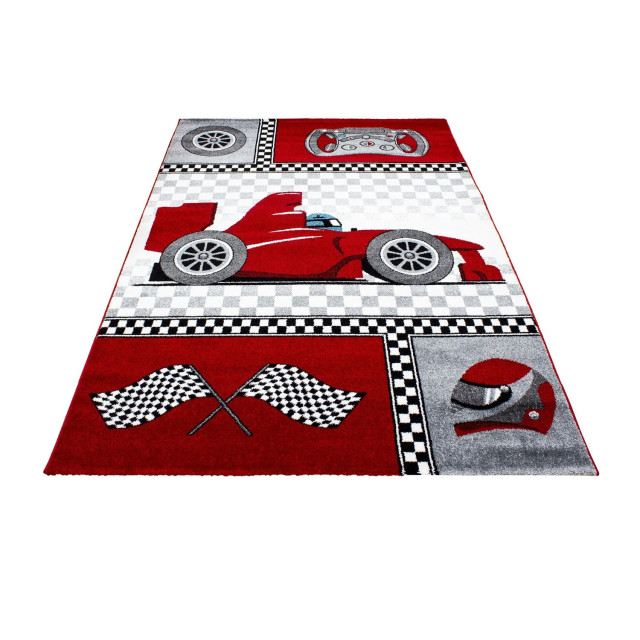 Muratap Kids formule 1 vloerkleed kinderkamer rood / grijs laagpolig- 80x150 cm 1129485 large