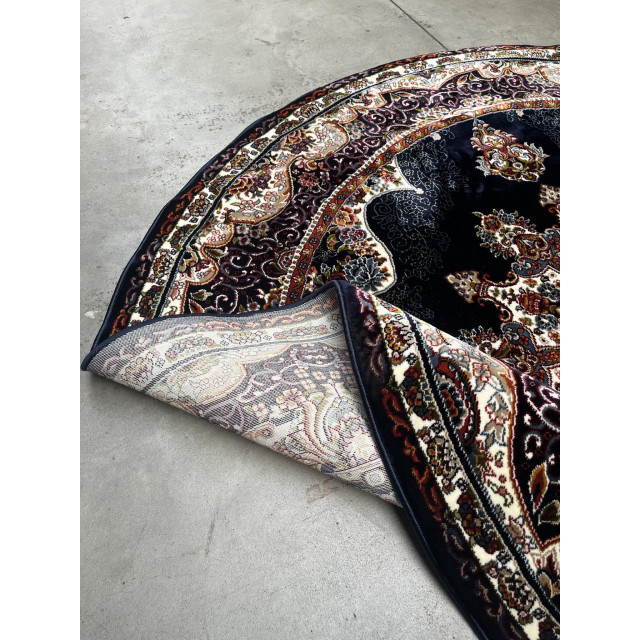 Muratap Isfahan oosters vloerkleed nain laagpolig klassiek vintage tapijt rond / navy / multi- 250 cm rond 2927273 large