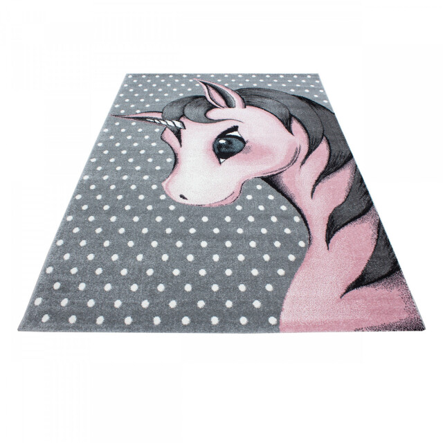 Muratap Kids eenhoorn vloerkleed kinderkamer roze / grijs laagpolig- 120x170 cm 1129446 large