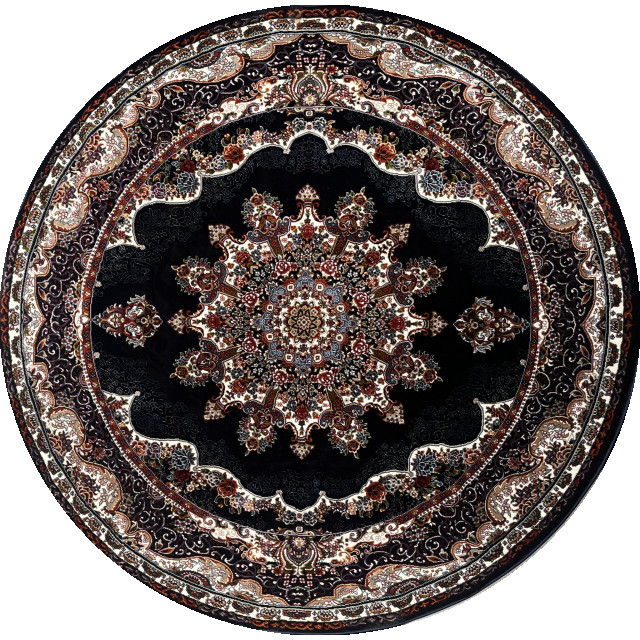 Muratap Isfahan oosters vloerkleed nain laagpolig klassiek vintage tapijt rond / navy / multi- 250 cm rond 2927273 large