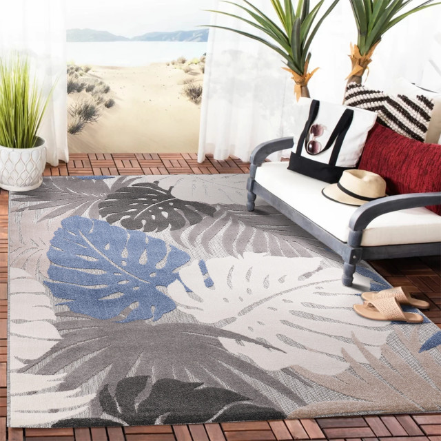 Muratap Binnen en buiten vloerkleed floral outdoor laagpolig tapijt 80x150 cm 2012122 large