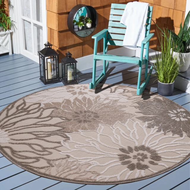 Muratap Binnen en buiten rond vloerkleed floral outdoor laagpolig tapijt 150 cm rond 2012045 large