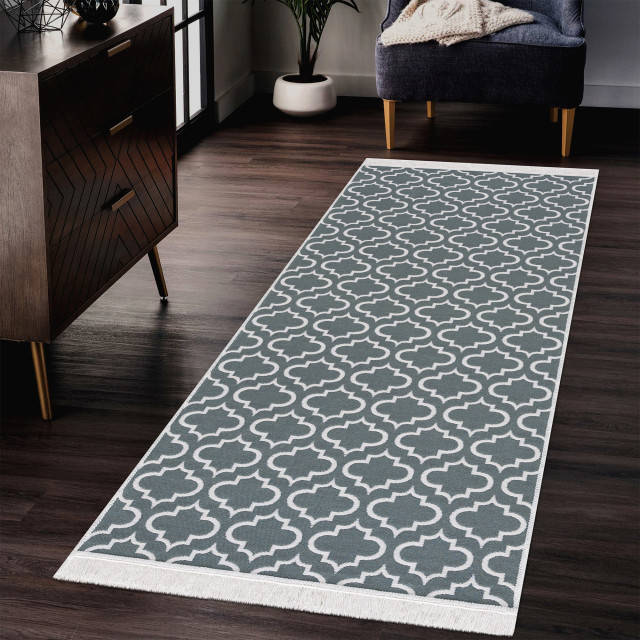 Muratap Boho kelim dubbelzijdig wasbaar vloerkleed grijs 60x180 cm 2804037 large