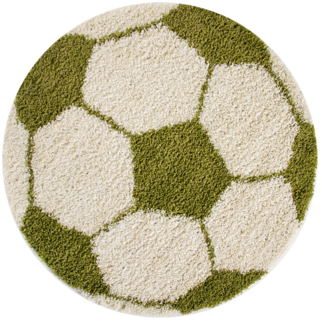 Muratap Fun voetbal kinderkamer rond vloerkleed hoogpolig wit- 100 cm rond 1282731 large