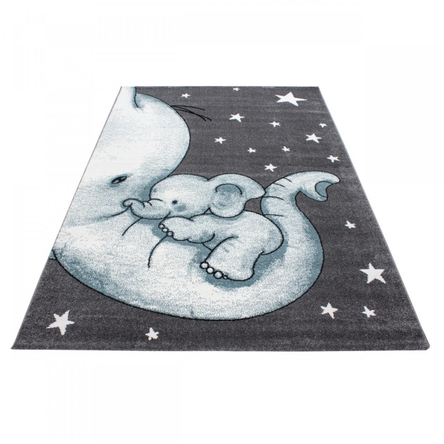 Muratap Kids olifant vloerkleed kinderkamer blauw / grijs laagpolig- 120x170 cm 1129473 large