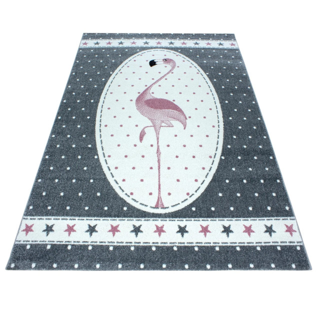 Muratap Kids flamingo vloerkleed kinderkamer grijs laagpolig- 80x150 cm 1129417 large