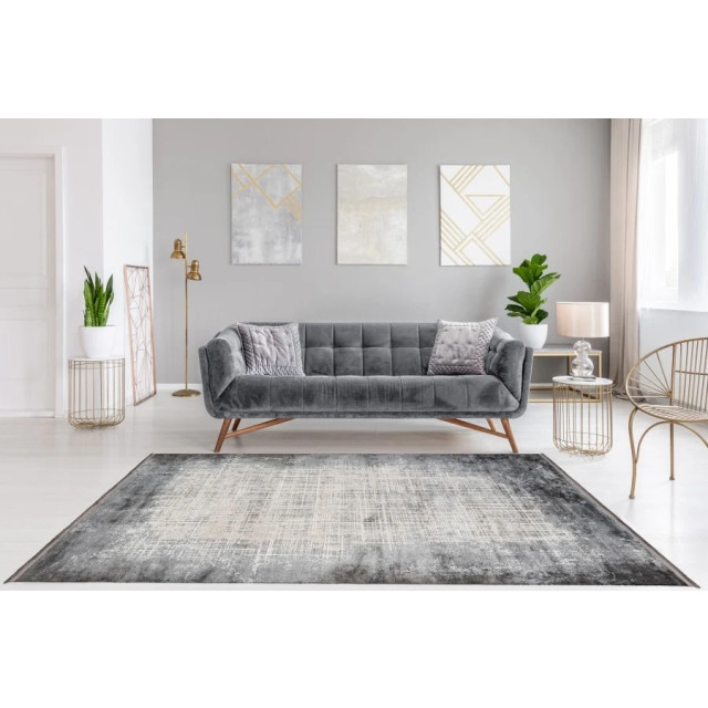 Muratap Luxury picasso elysee vloerkleed laagpolig luxe tapijt soft fluweel zilver- 240x330 cm 2926966 large