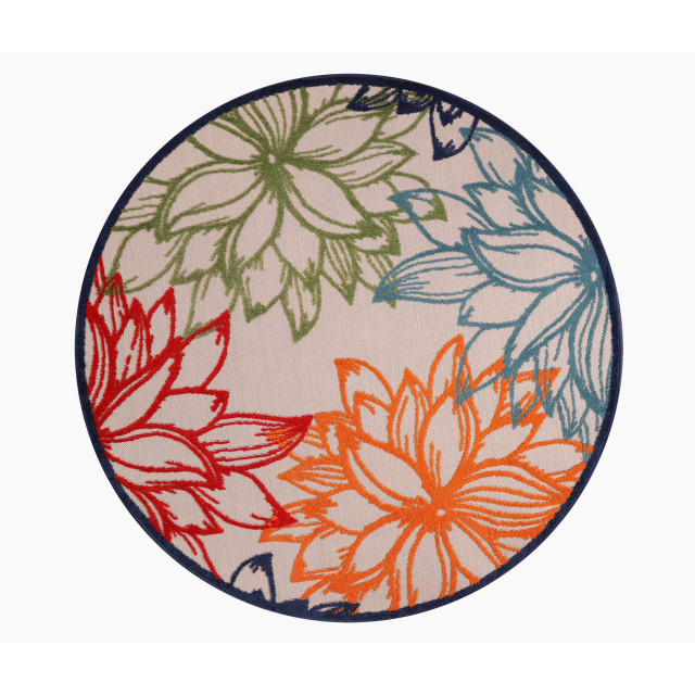 Muratap Binnen en buiten rond vloerkleed floral outdoor laagpolig tapijt 150 cm rond 2012075 large