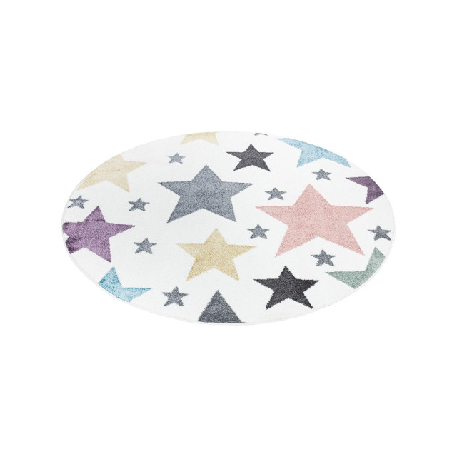 Muratap Vloerkleed stars rond laagpolig anime kids creme 120 cm rond 2387936 large