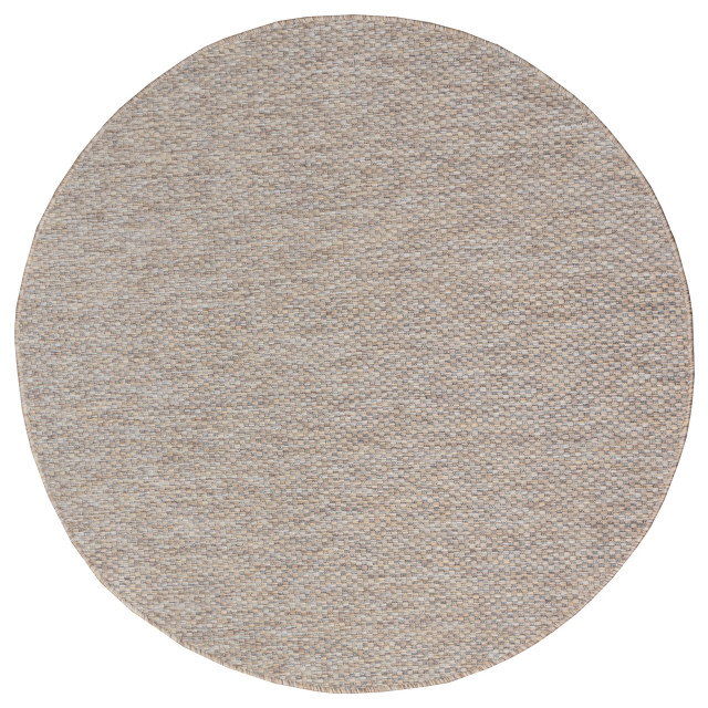 Muratap Uni binnen en buiten rond vloerkleed solid outdoor laagpolig tapijt beige 120 cm rond 2873408 large